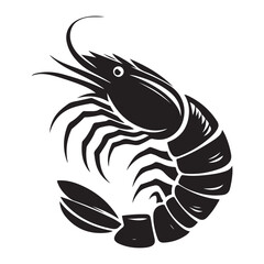 Shrimp Silhouette Vector, This is an editable and printable vector