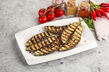 Grilled tasty ripe eggplant slice