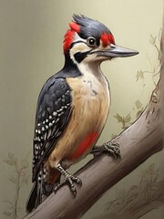 sketch of a woodpecker colored 