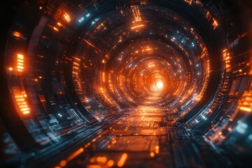 futuristic time portal swirling with holographic documents and data streams glowing vortex bridges past and future symbolizing evolving document management and information flow