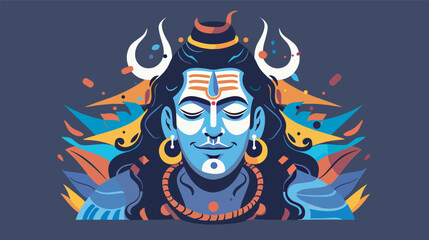 Lord Shiva Hindu God Illustration Colorful Mahadev Artwork India Spirituality Religious Deity Transparent Background