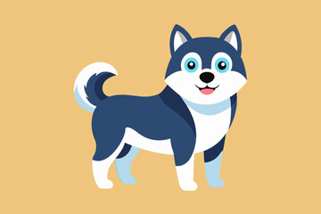 Cute husky dog cartoon  vector art illustration