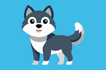 Cute husky dog cartoon  vector art illustration