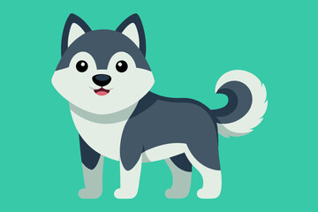 Cute husky dog cartoon  vector art illustration