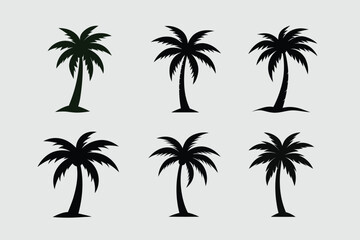 Fototapeta premium Palm Tree Line Art Silhouette Vector Abstract Geometric Palm Tree Illustration Cute Kawaii Mascot Logo Clipart