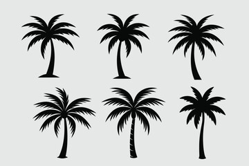 Palm Tree Line Art Silhouette Vector Abstract Geometric Palm Tree Illustration Cute Kawaii Mascot Logo Clipart