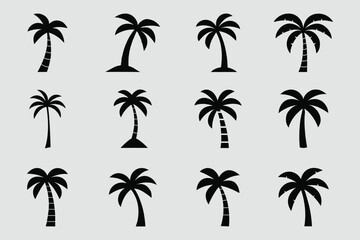 Palm Tree Line Art Silhouette Vector Abstract Geometric Palm Tree Illustration Cute Kawaii Mascot Logo Clipart