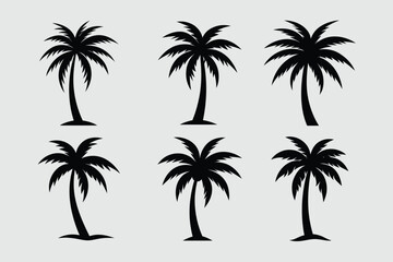 Palm Tree Line Art Silhouette Vector Abstract Geometric Palm Tree Illustration Cute Kawaii Mascot Logo Clipart