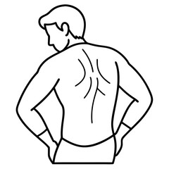 Fototapeta premium Dolor de espalda line art vector illustration