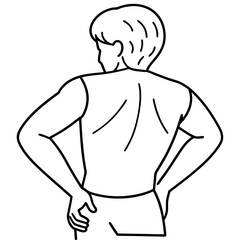 Fototapeta premium Dolor de espalda line art vector illustration