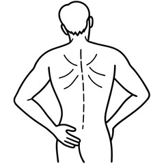 Fototapeta premium Dolor de espalda line art vector illustration