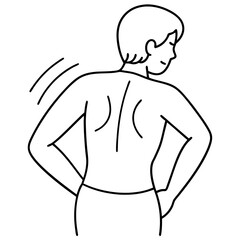 Fototapeta premium Dolor de espalda line art vector illustration