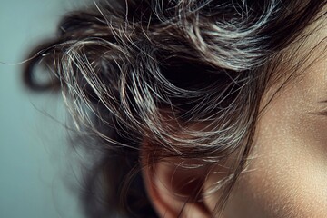Close-up of a person's hair showing common issues such as dryness, split ends, and frizziness. The focus is on highlighting the texture problems and damage, with a detailed view that reveals the condi