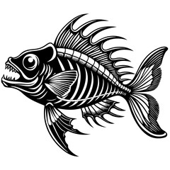 Stealth Skeleton Predator Fish Skeleton art vector illustration