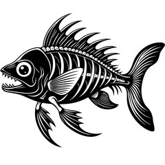 Stealth Skeleton Predator Fish Skeleton art vector illustration