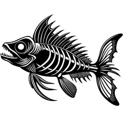 Stealth Skeleton Predator Fish Skeleton art vector illustration