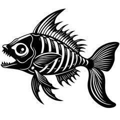 Stealth Skeleton Predator Fish Skeleton art vector illustration