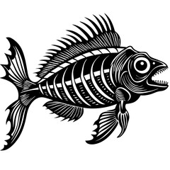 Stealth Skeleton Predator Fish Skeleton art vector illustration