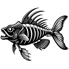 Stealth Skeleton Predator Fish Skeleton art vector illustration