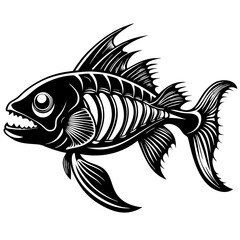 Stealth Skeleton Predator Fish Skeleton art vector illustration