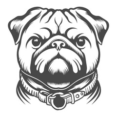 Pug dog smart looking with belt vector design