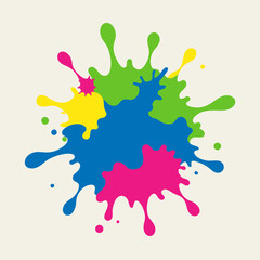 Paint splatter pink ,green ,blue ,yellow art vector illustration