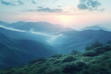 mountains in the morning