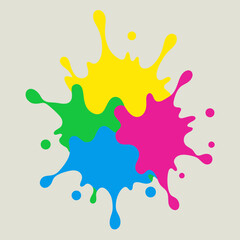 Paint splatter pink ,green ,blue ,yellow art vector illustration