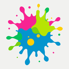Paint splatter pink ,green ,blue ,yellow art vector illustration
