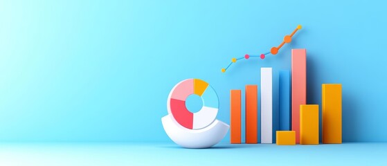 Marketing analysis, creative visuals with detailed data, 3D illustration