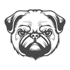 Obraz premium Pug dog cute look innocent face head vector design