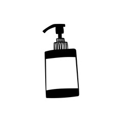 Shampoo bottle icon in black glyph style. Simple soap silhouette vector illustration — Pixel-perfect icon.