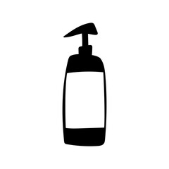 Shampoo bottle icon in black glyph style. Simple soap silhouette vector illustration — Pixel-perfect icon.