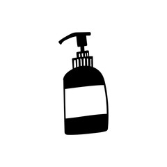 Shampoo bottle icon in black glyph style. Simple soap silhouette vector illustration — Pixel-perfect icon.