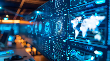 Naklejka premium Digital Data Visualization on Computer Screen - Illustration