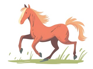 horse clipart simple illustration for kids book. AI generated