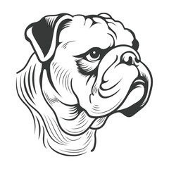 Bulldog head side view cute line art vector design