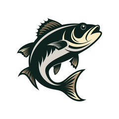 Bass fish vector isolated illustration design