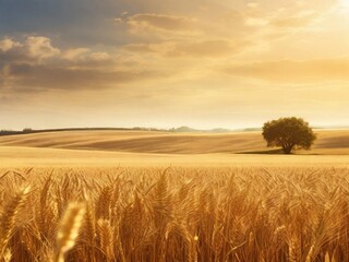 Obraz premium Sunlight and tranquil rural landscape create an idyllic and peaceful scene, perfect for highlighting the beauty of nature.