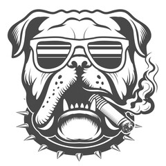 Bulldog don style smooking and sunglass design.