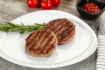 Grilled two beef burger cutlet