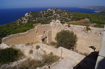 View of the interior of the Kritina Castle in the southern side of Rhodes, Greece