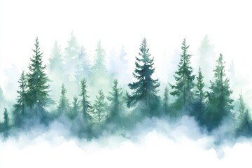 Misty Forest Watercolor