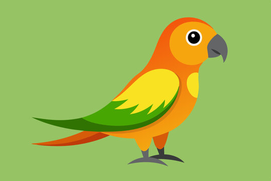 recommend clip art: Sun conure bird vector art illustration