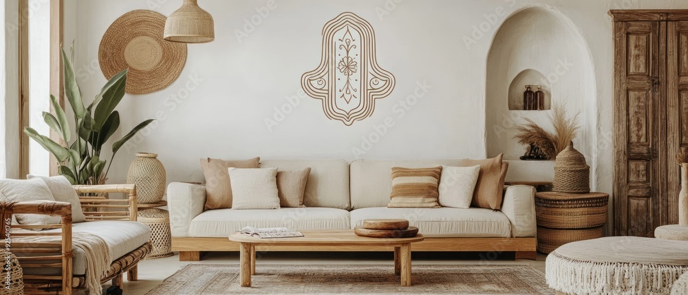 Wall mural Hamsa Hand Bohemian Home Judaism, Islam Religion Spiritual Symbol