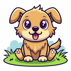 A dog sitting art vector illustration