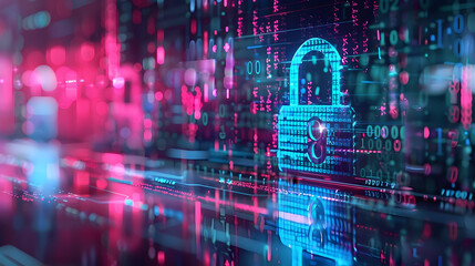 Fototapeta premium Digital Lock Cybersecurity Technology, Data Protection for Secure Network