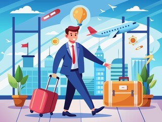Modern Business Travel Vector Illustration for Corporate Mobility