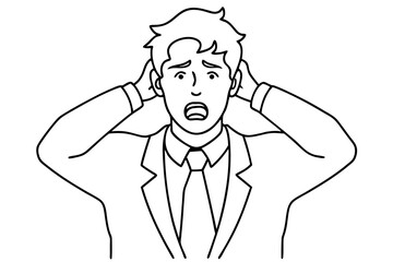 A man so sad and with head art vector illustration