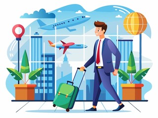 Modern Business Travel Vector Illustration for Corporate Mobility